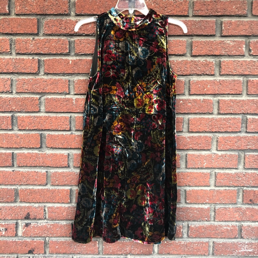 LOFT Crushed Velvet Floral Dress